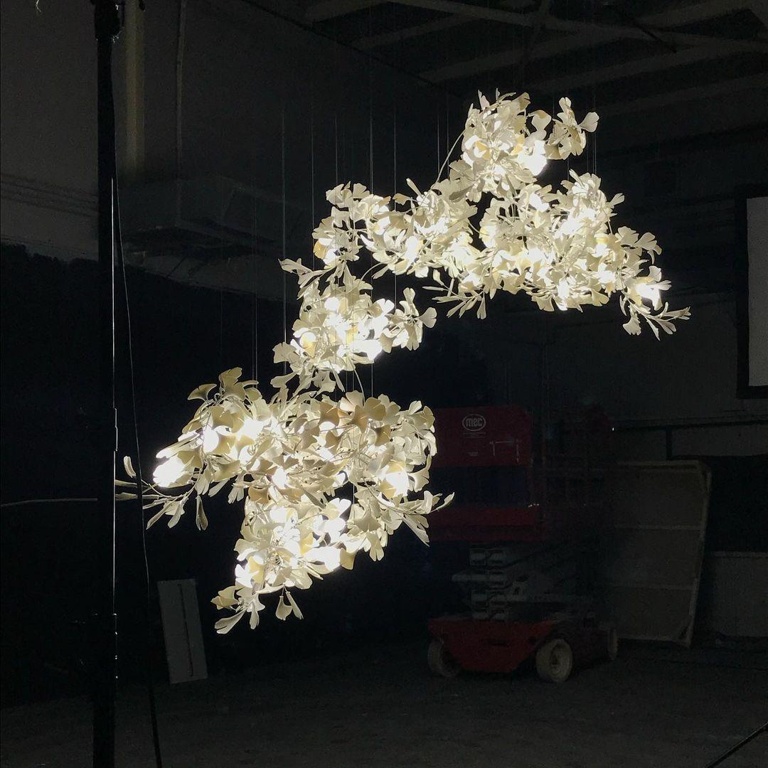 Gingko Combination Chandelier - L 137.8″ x H 118.1″ / L 350cm x H 300cmGold & WhiteBlushlighting