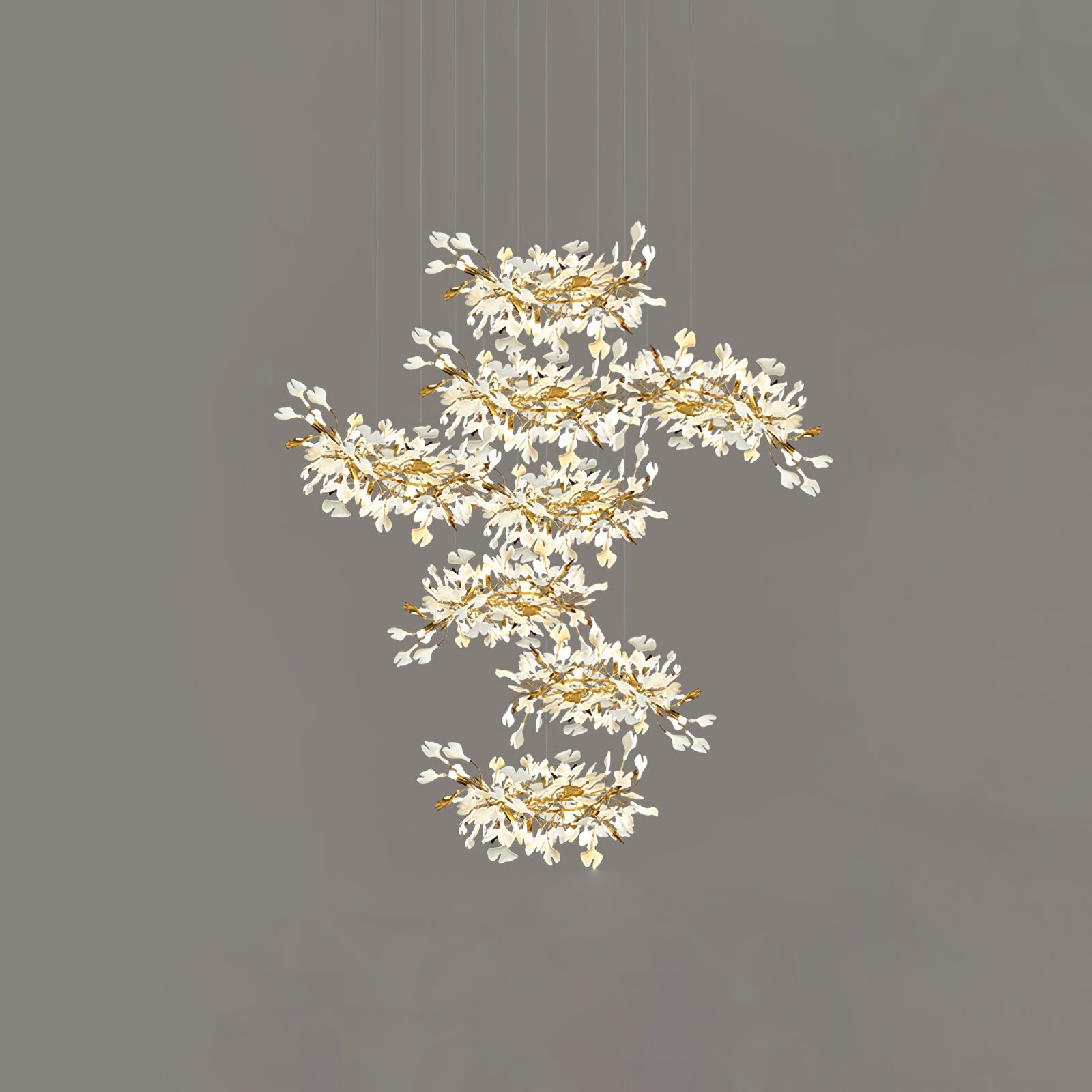 Gingko Leaves Chandelier - Support Customized DrawingsWhite & GoldBlushlighting