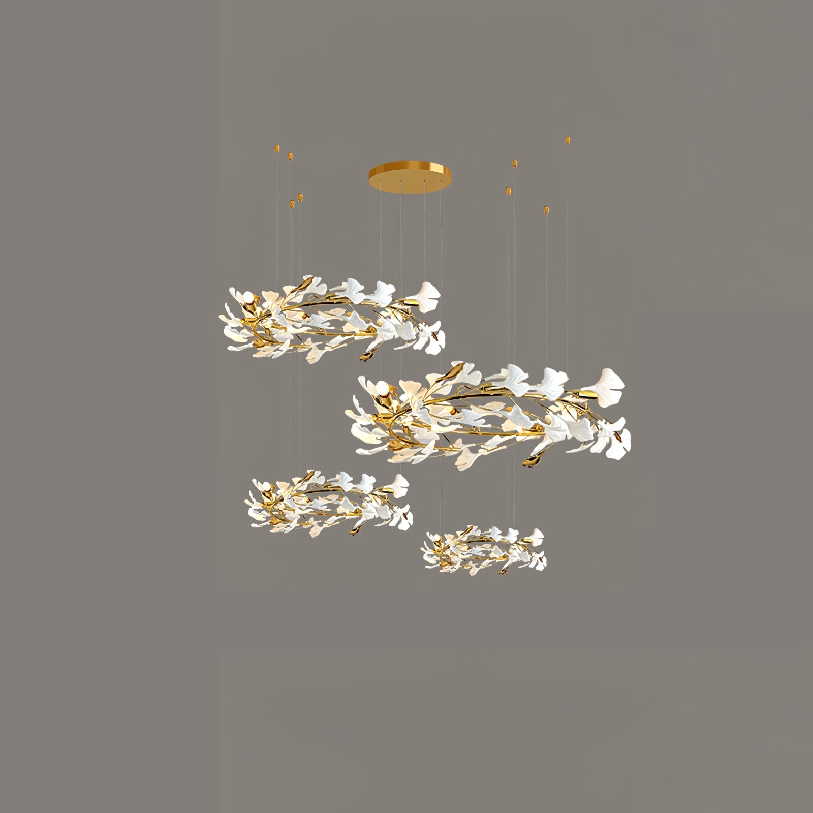 Gingko Leaves Chandelier - Support Customized DrawingsWhite & GoldBlushlighting