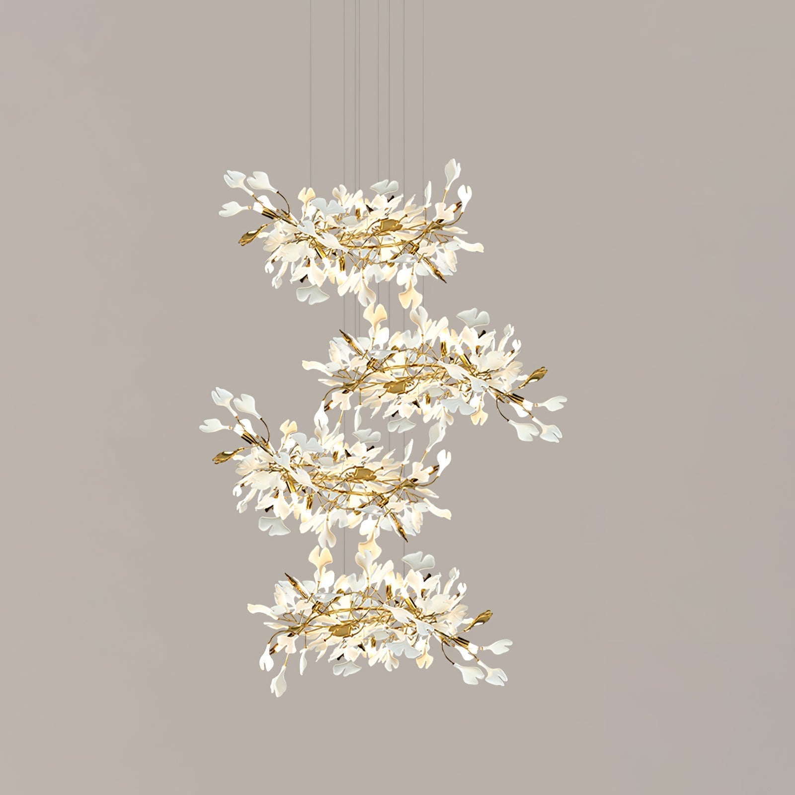 Gingko Leaves Chandelier - Support Customized DrawingsWhite & GoldBlushlighting