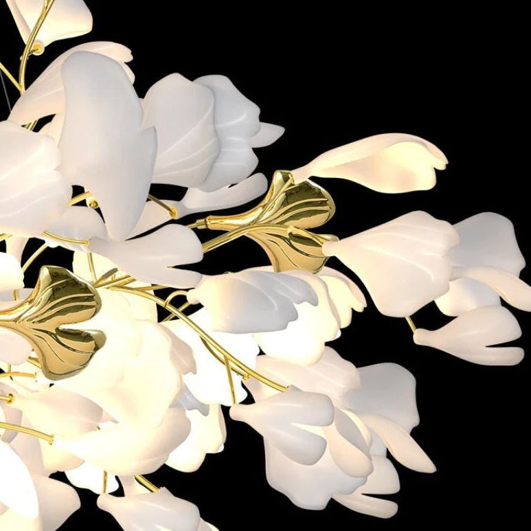 Gingko Leaves Chandelier - L 196.8″ x W 31.5″ x H 59.1″White & GoldBlushlighting