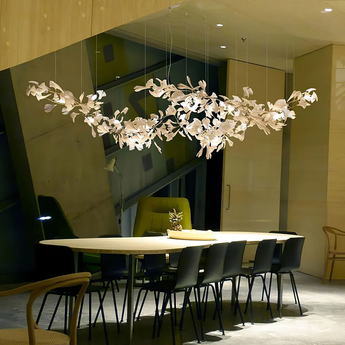 Gingko Leaves Chandelier - L 196.8″ x W 31.5″ x H 59.1″White & GoldBlushlighting