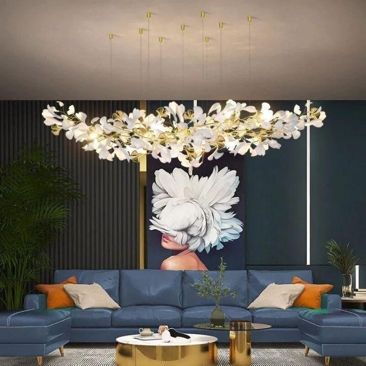 Ginkgo A Branch Chandelier-chandeliers for dining room,chandeliers for stairways,chandeliers for foyer,chandeliers for bedrooms,chandeliers for kitchen,chandeliers for living room-White + gold accents-150CM (L59")-Blushlighting