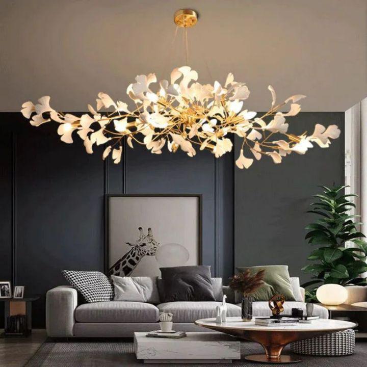 Ginkgo C Branch Chandelier - All white leaves200CM (78¾")Blushlighting