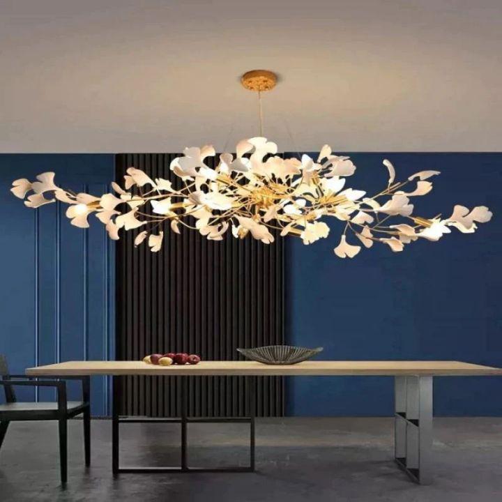 Ginkgo C Branch Chandelier - All white leaves200CM (78¾")Blushlighting