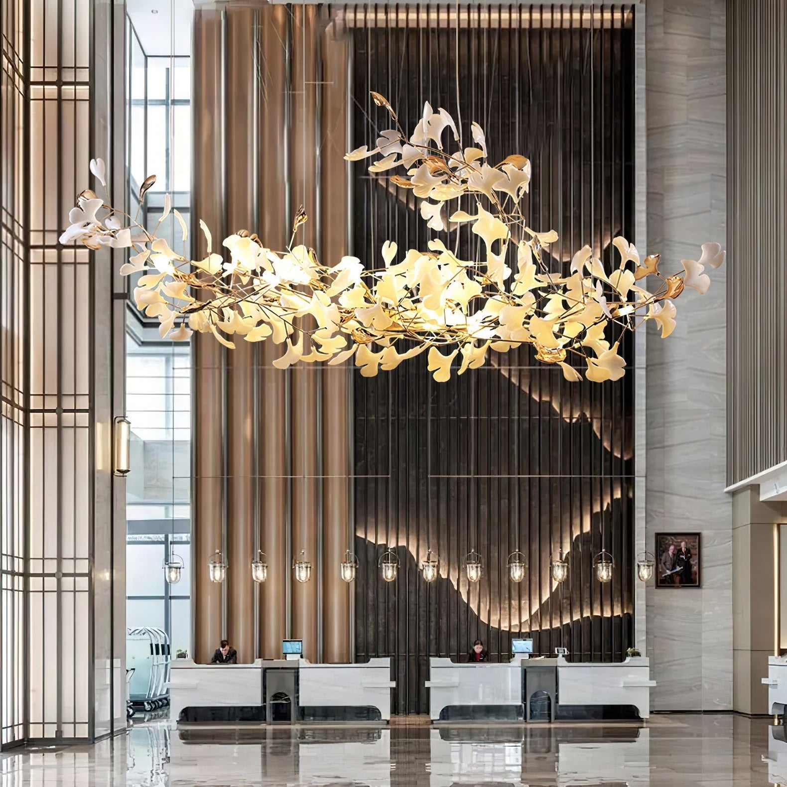 Ginkgo Cloud Chandelier - Model A L 78.7″ x W 23.6″ x H 23.6″Gold & WhiteBlushlighting