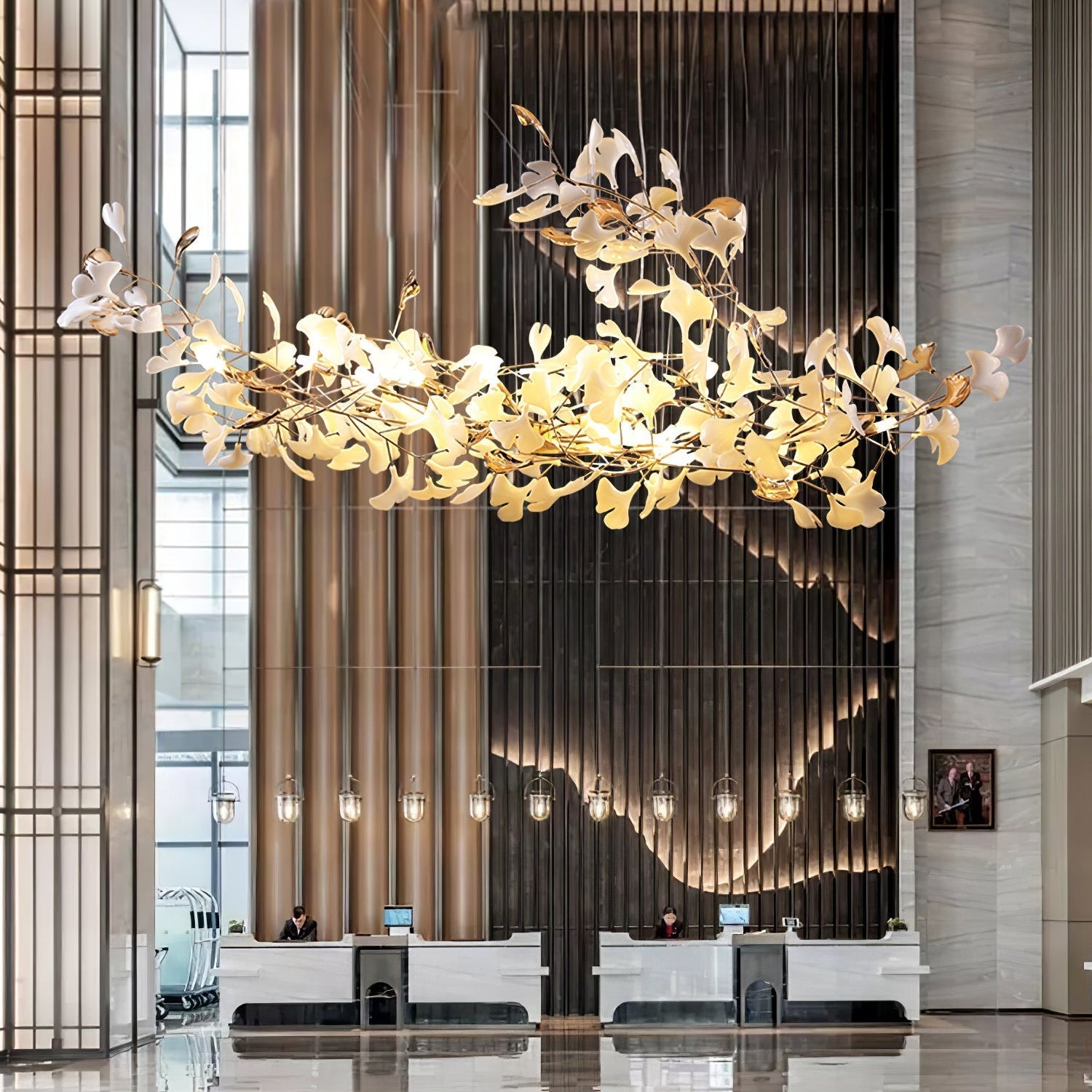 Ginkgo Cloud Chandelier - Model A L 78.7″ x W 23.6″ x H 23.6″Gold & WhiteBlushlighting