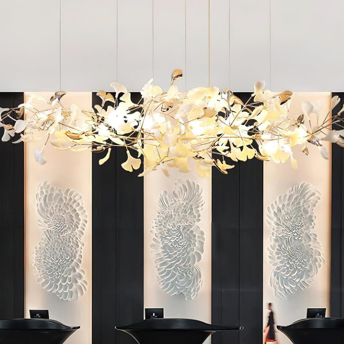 Ginkgo Cloud Chandelier - Model A L 78.7″ x W 23.6″ x H 23.6″Gold & WhiteBlushlighting