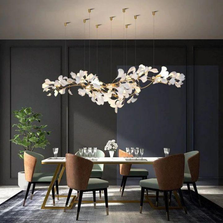 Ginkgo D Branch Chandelier - White + gold accentsL150(L59")Blushlighting