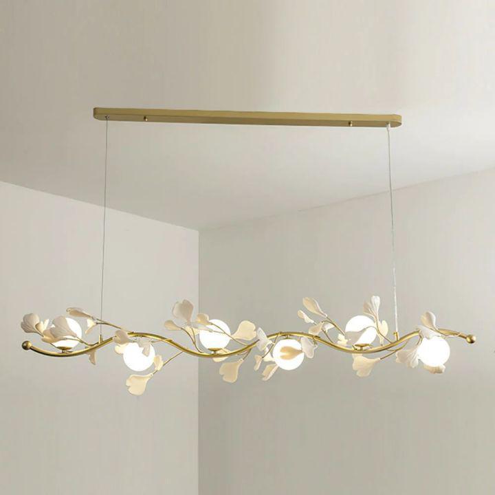 Ginkgo Glass Chandelier - 4 heads Size: L 39.4″(100cm) x H 6.3″(16cm)Blushlighting