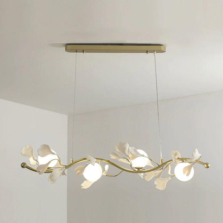 Ginkgo Glass Chandelier - 4 heads Size: L 39.4″(100cm) x H 6.3″(16cm)Blushlighting