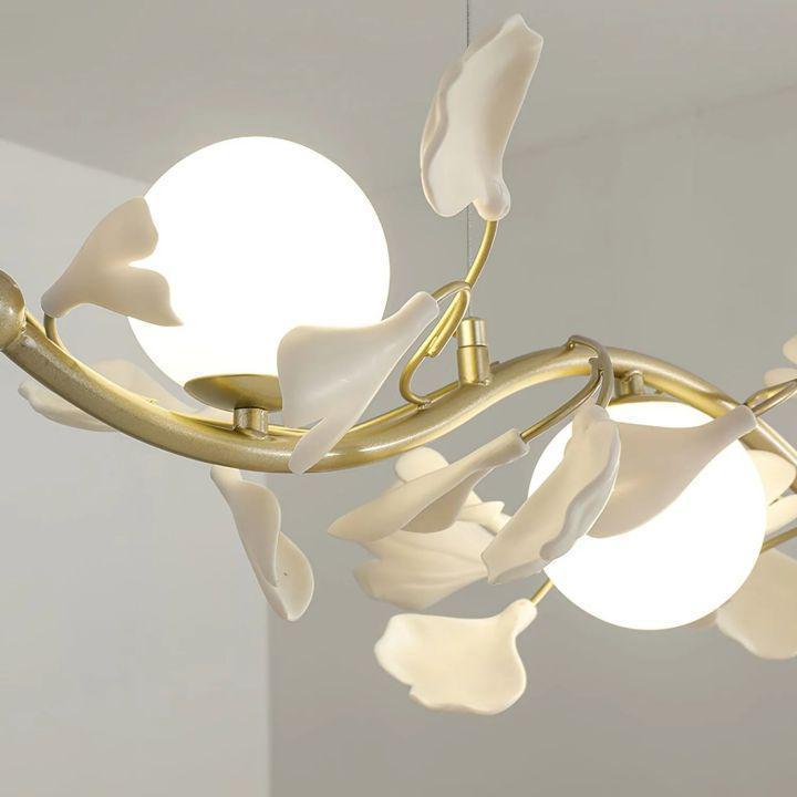 Ginkgo Glass Chandelier - 4 heads Size: L 39.4″(100cm) x H 6.3″(16cm)Blushlighting
