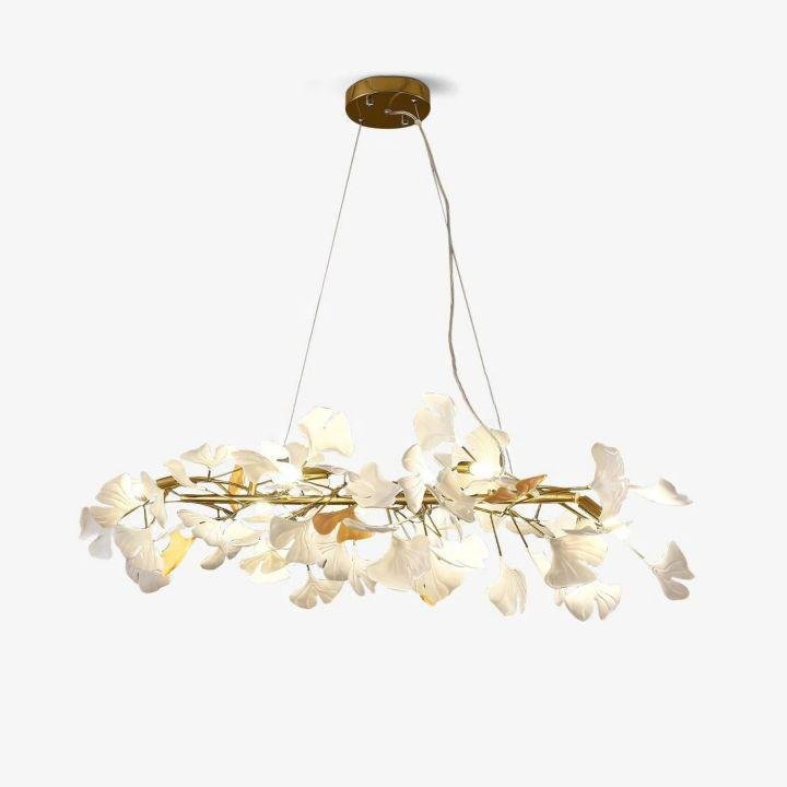 Ginkgo Luxury Chandelier Style E - 4 Lights: L 39.4''(100cm) x W 11.8''(30cm)Gold+WhiteBlushlighting