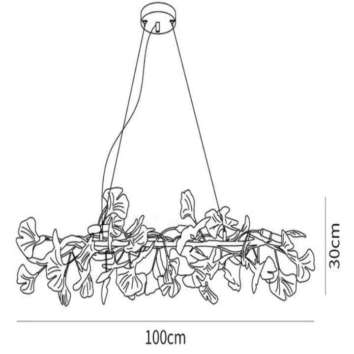 Ginkgo Luxury Chandelier Style E - 8 Lights: L 59''(150cm) x W 11.8''(30cm)Gold+WhiteBlushlighting