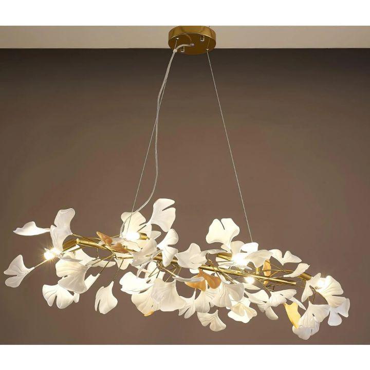 Ginkgo Luxury Chandelier Style E - 4 Lights: L 39.4''(100cm) x W 11.8''(30cm)Black+WhiteBlushlighting