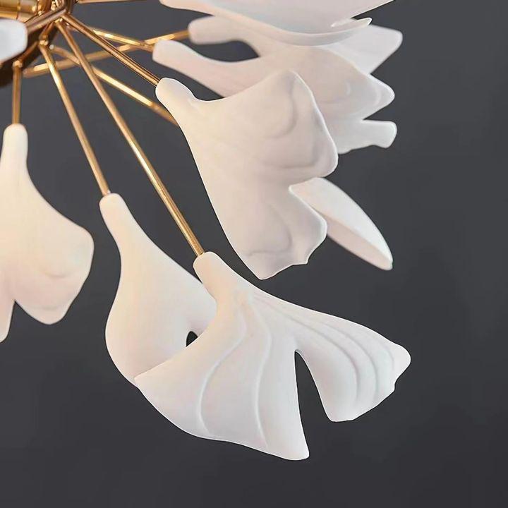 Ginkgo Luxury Chandelier Style E - 8 Lights: L 59''(150cm) x W 11.8''(30cm)Gold+WhiteBlushlighting