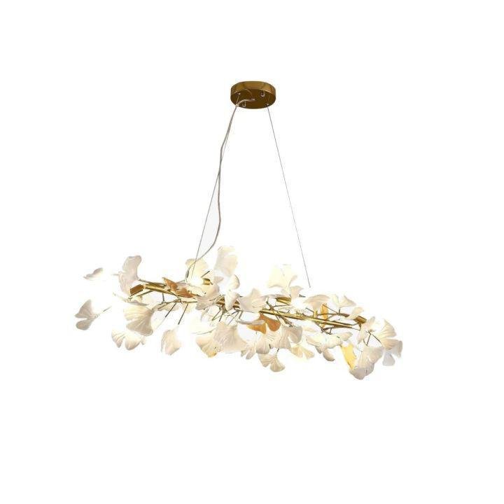 Ginkgo Luxury Chandelier Style E - 4 Lights: L 39.4''(100cm) x W 11.8''(30cm)Gold+WhiteBlushlighting