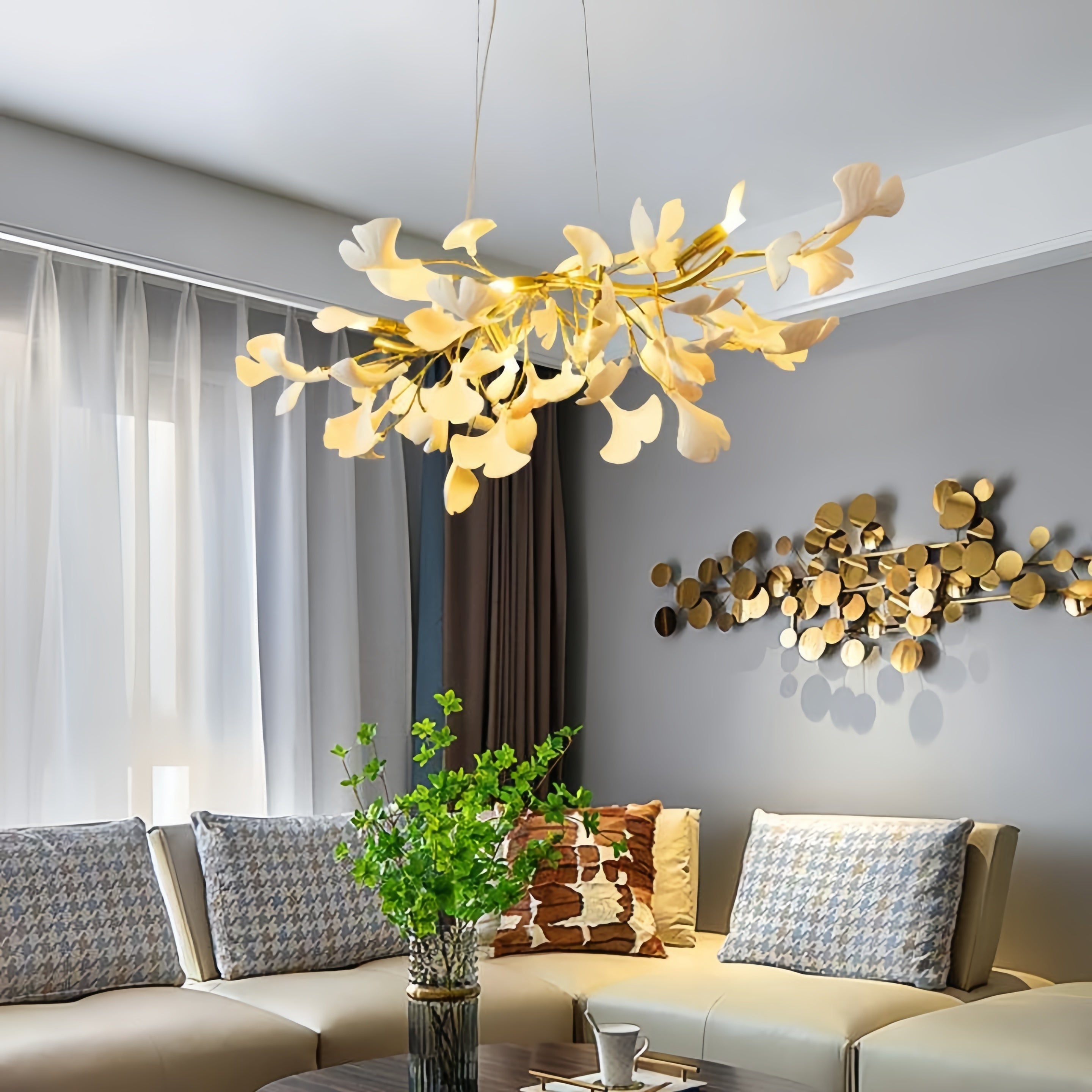 Ginkgo Luxury Linear Chandelier Style C - L 59″(150cm) x W 17.7″(45cm) x H 17.7″(45cm) (G9*12)Blushlighting