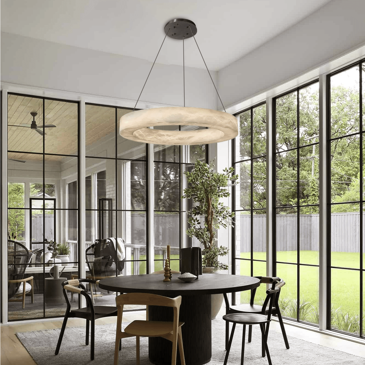 Glacera Alabaster Round Chandelier 19'' 27'' 36'' 60''D - D 27.6"BronzeBlushlighting