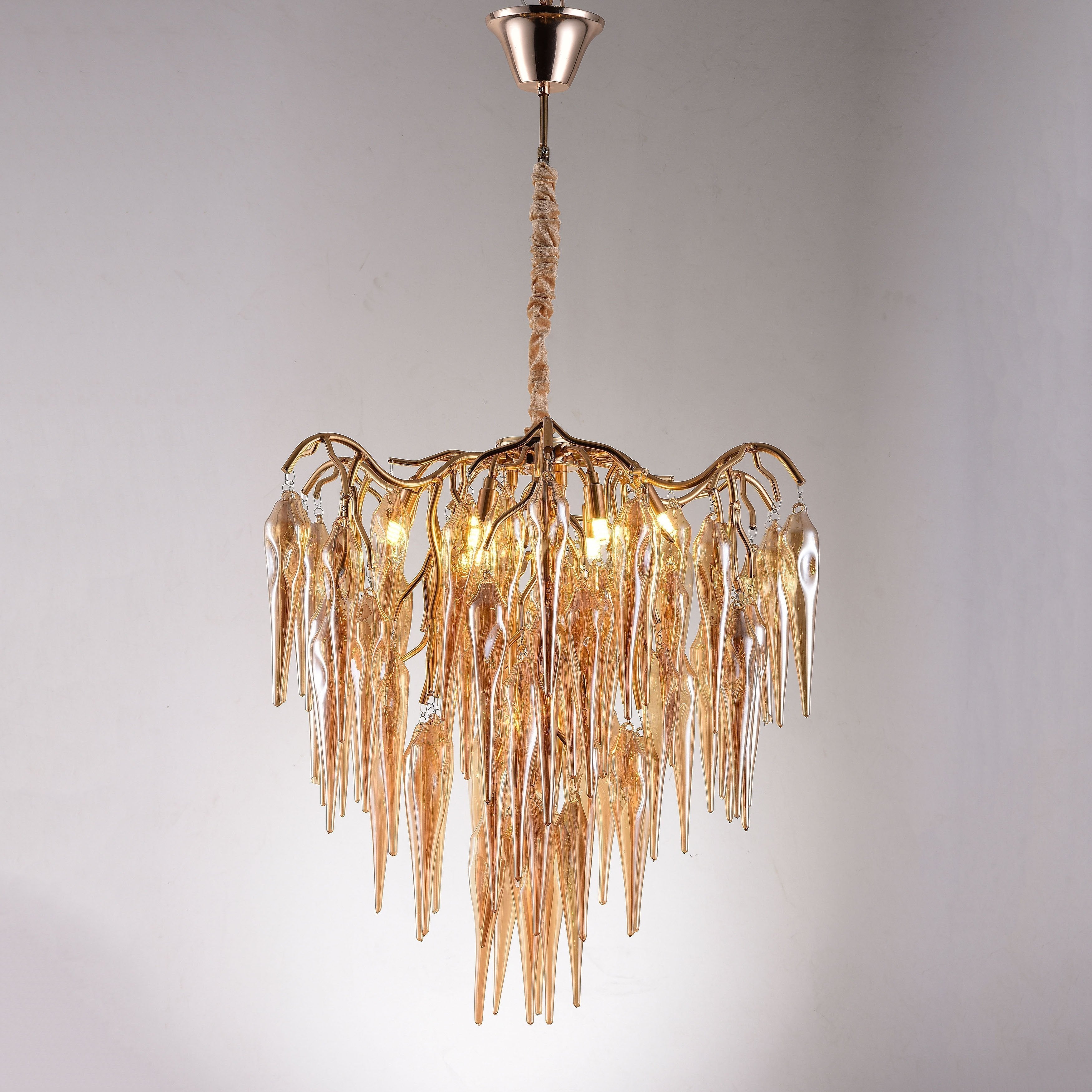 Glacier Organic Branch Round Chandelier - 20" diameterDark CopperBlushlighting