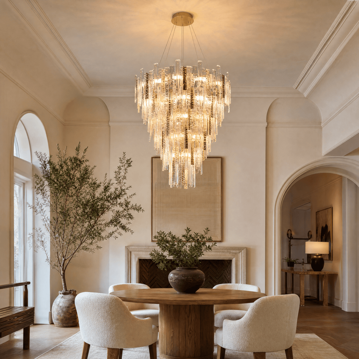 Glacier Textured Glass Round Chandelier - Ø35" × H39.4" (Ø89 × H100 cm)Blushlighting