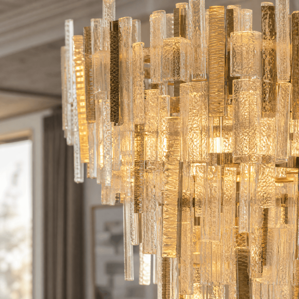 Glacier Textured Glass Round Chandelier - Ø48" × H59.1" (Ø122 × H150 cm)Blushlighting
