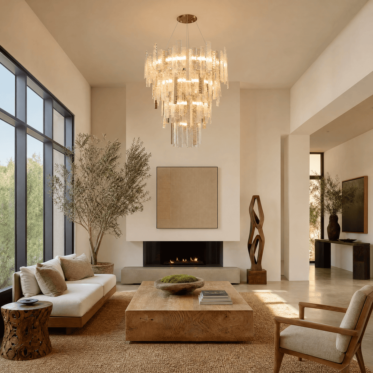 Glacier Textured Glass Round Chandelier - Ø48" × H59.1" (Ø122 × H150 cm)Blushlighting
