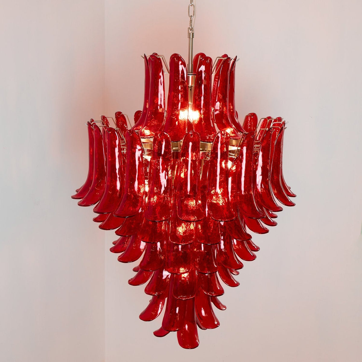 Glass Crimson Cascade Chandelier - ∅ 31.5″ x H 47.2″Crimson & ChromeBlushlighting