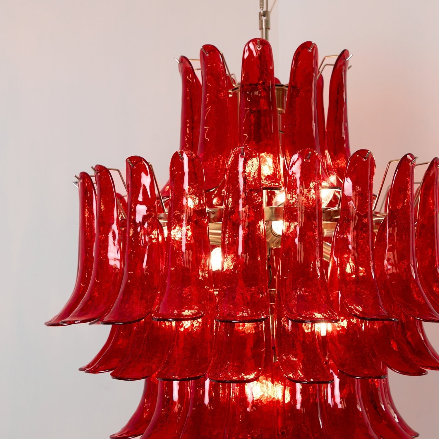 Glass Crimson Cascade Chandelier - ∅ 31.5″ x H 47.2″Crimson & ChromeBlushlighting