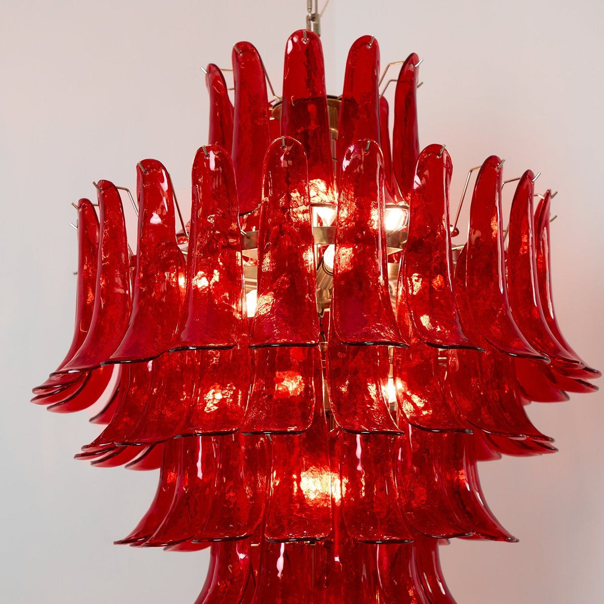 Glass Crimson Cascade Chandelier - ∅ 31.5″ x H 47.2″Crimson & ChromeBlushlighting