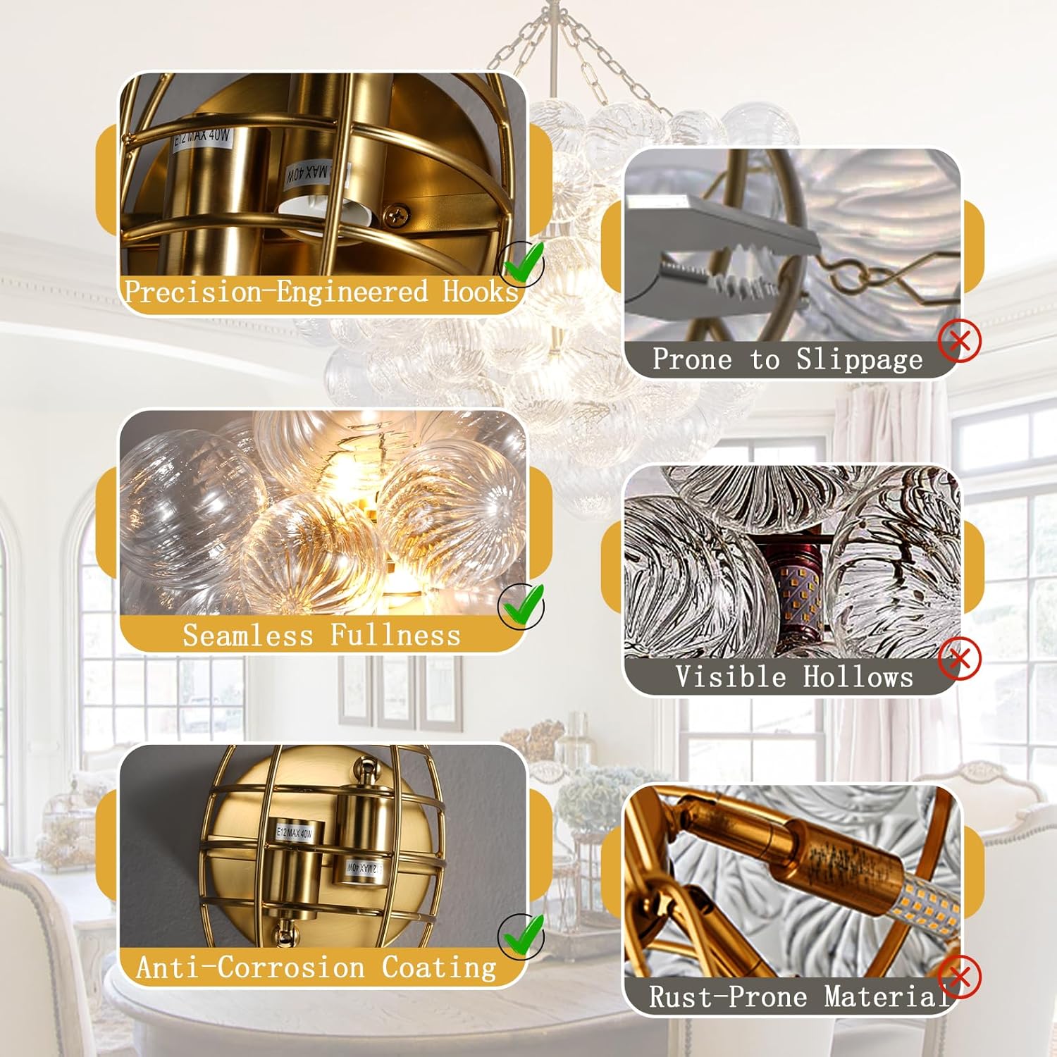 Gold Bubble Wall Sconce 16.9 Inch Modern Glass Light