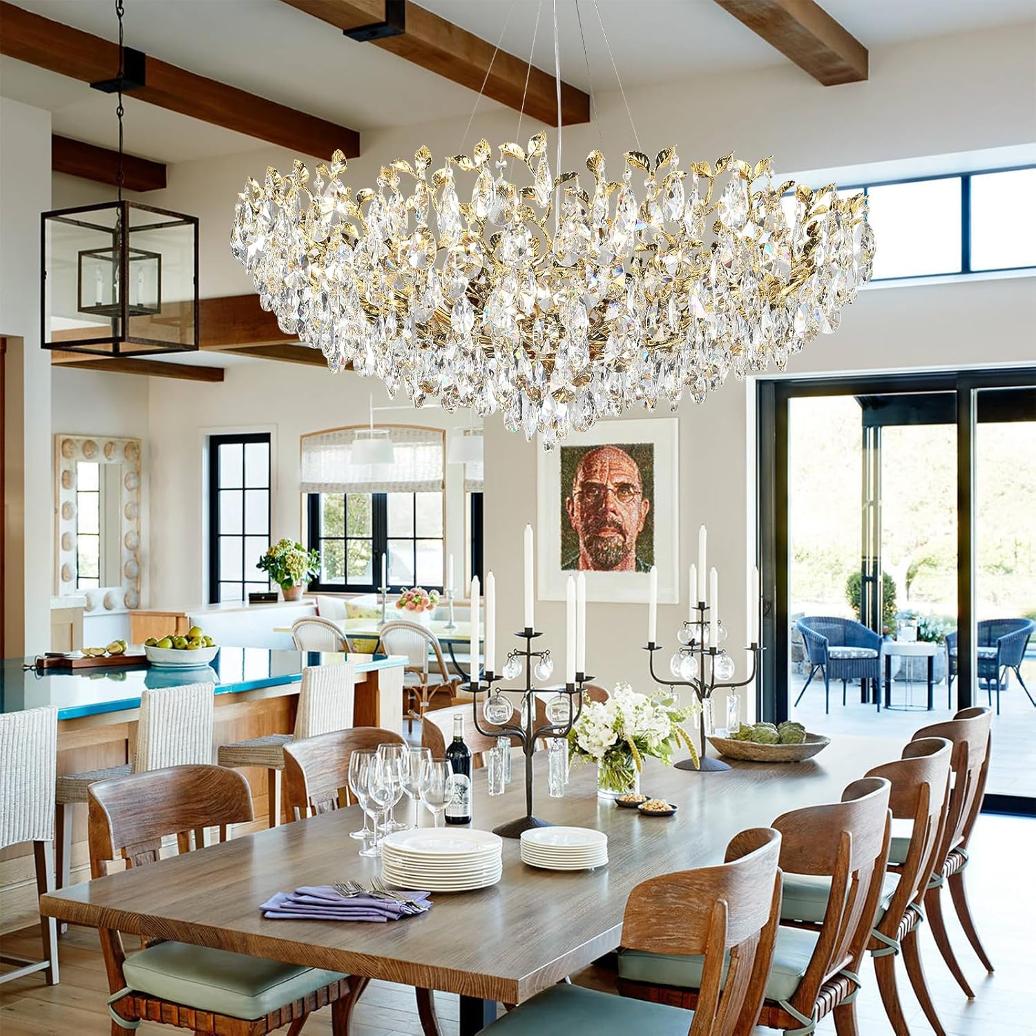 Gold Modern Crystal Tree Branch Leaf Chandelier for Home - Blushlighting