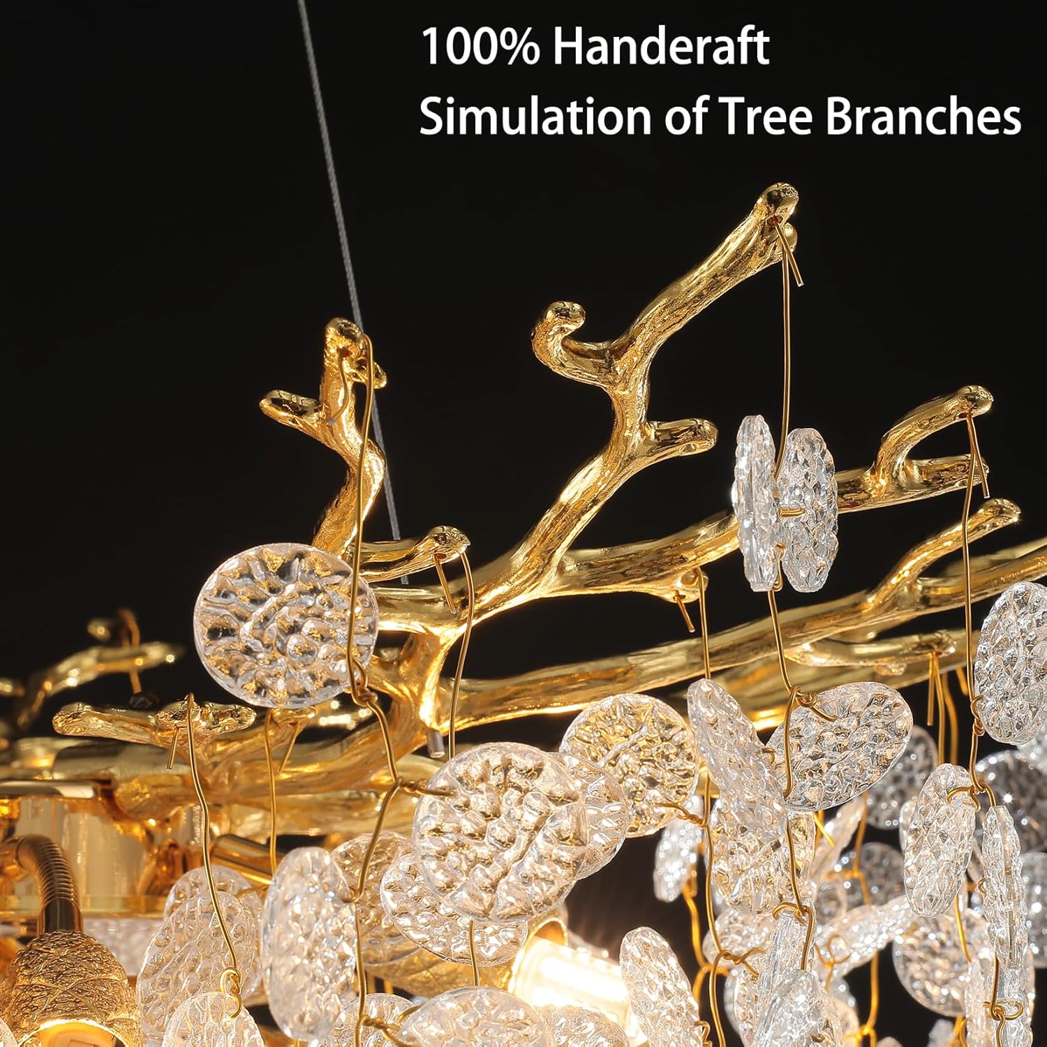 Gold Modern Tree Branch Crystal Chandelier 23.6" Round - GoldRound - Money - D23.6"Blushlighting