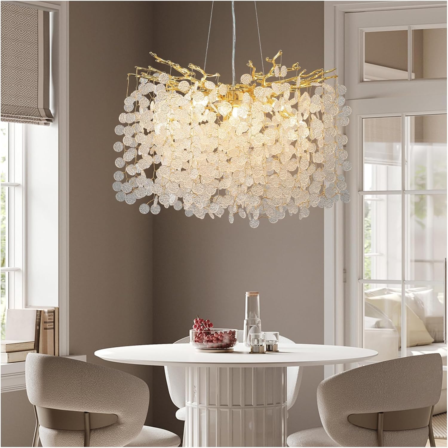 Gold Modern Tree Branch Crystal Chandelier 23.6" Round - GoldRound - Money - D23.6"Blushlighting