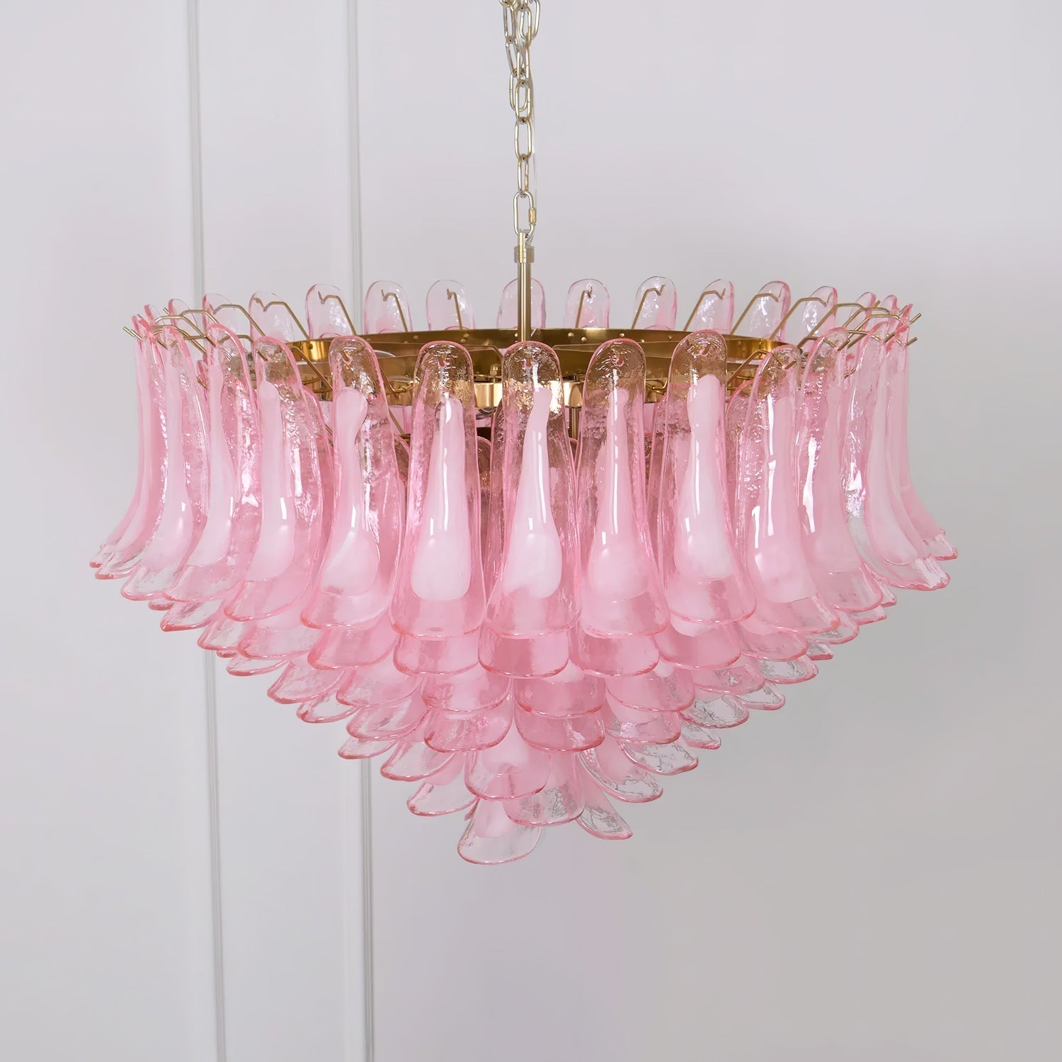 Gold & Pink Barcelona Murano Chandelier with 16 E14 Bulbs-Blushlighting-Blushlighting