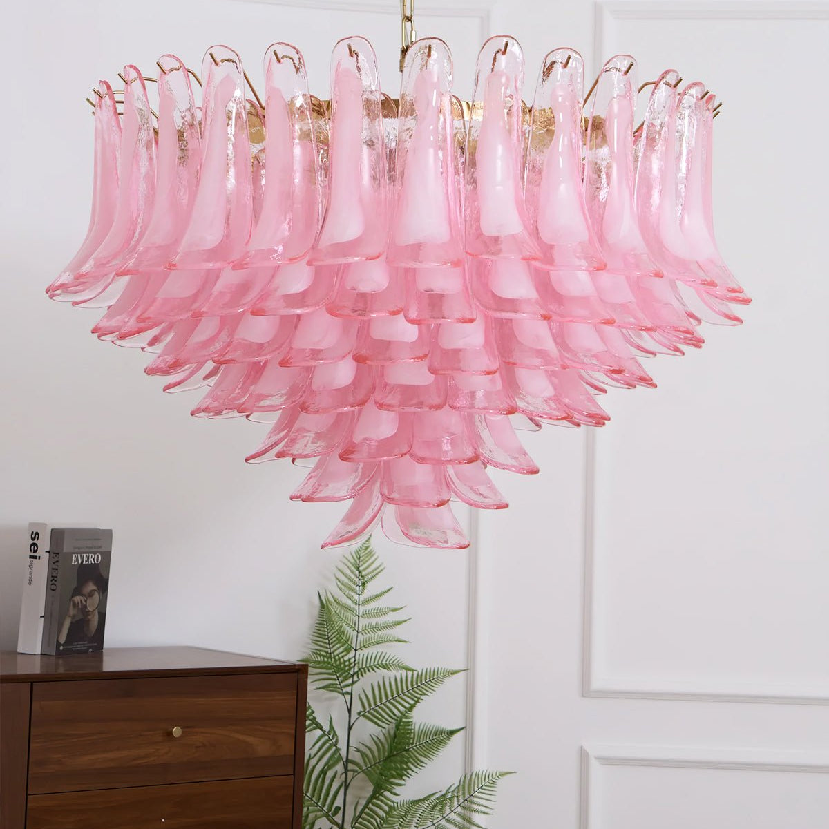 Gold & Pink Barcelona Murano Chandelier with 16 E14 Bulbs-Blushlighting-Blushlighting