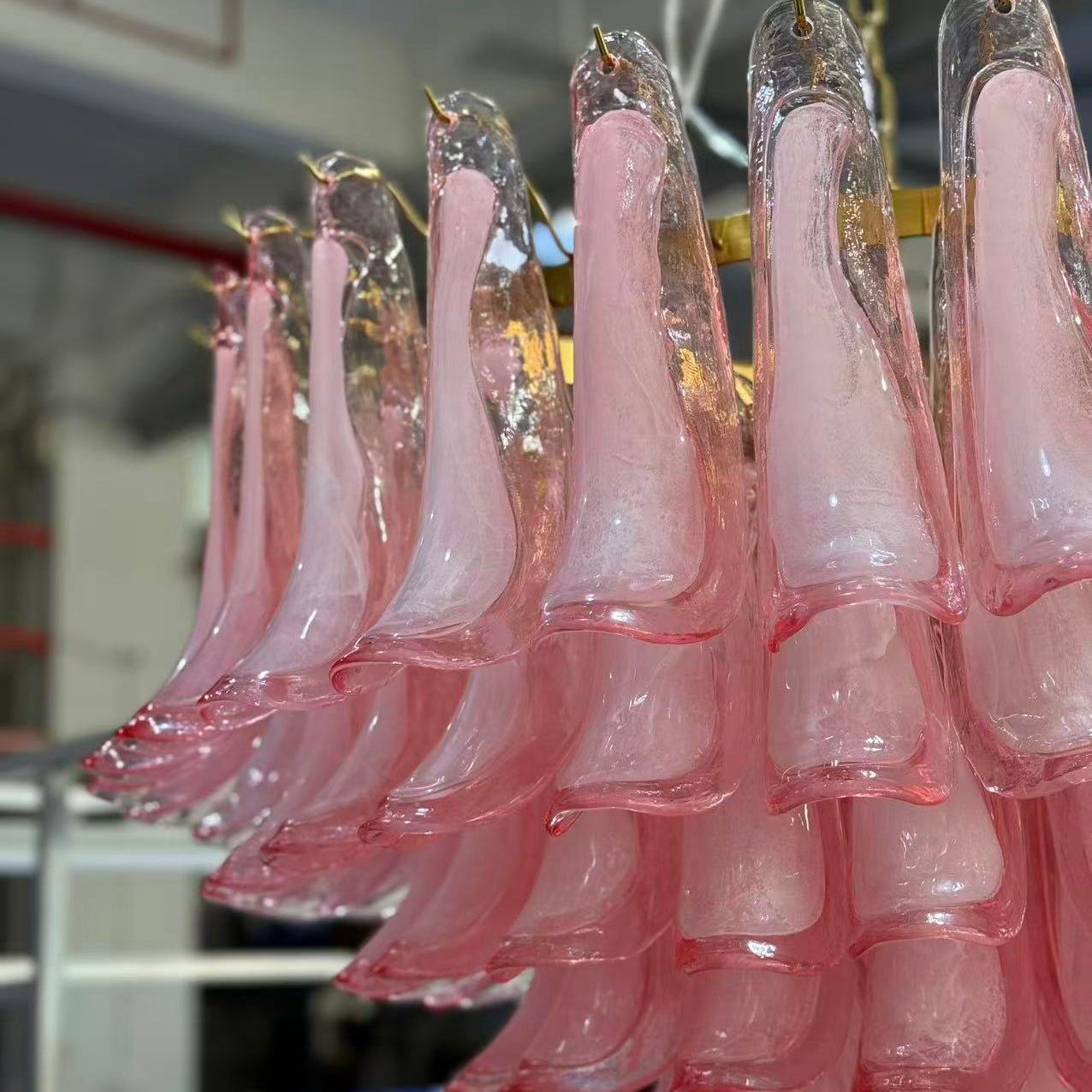 Gold & Pink Barcelona Murano Chandelier with 16 E14 Bulbs-Blushlighting-Blushlighting