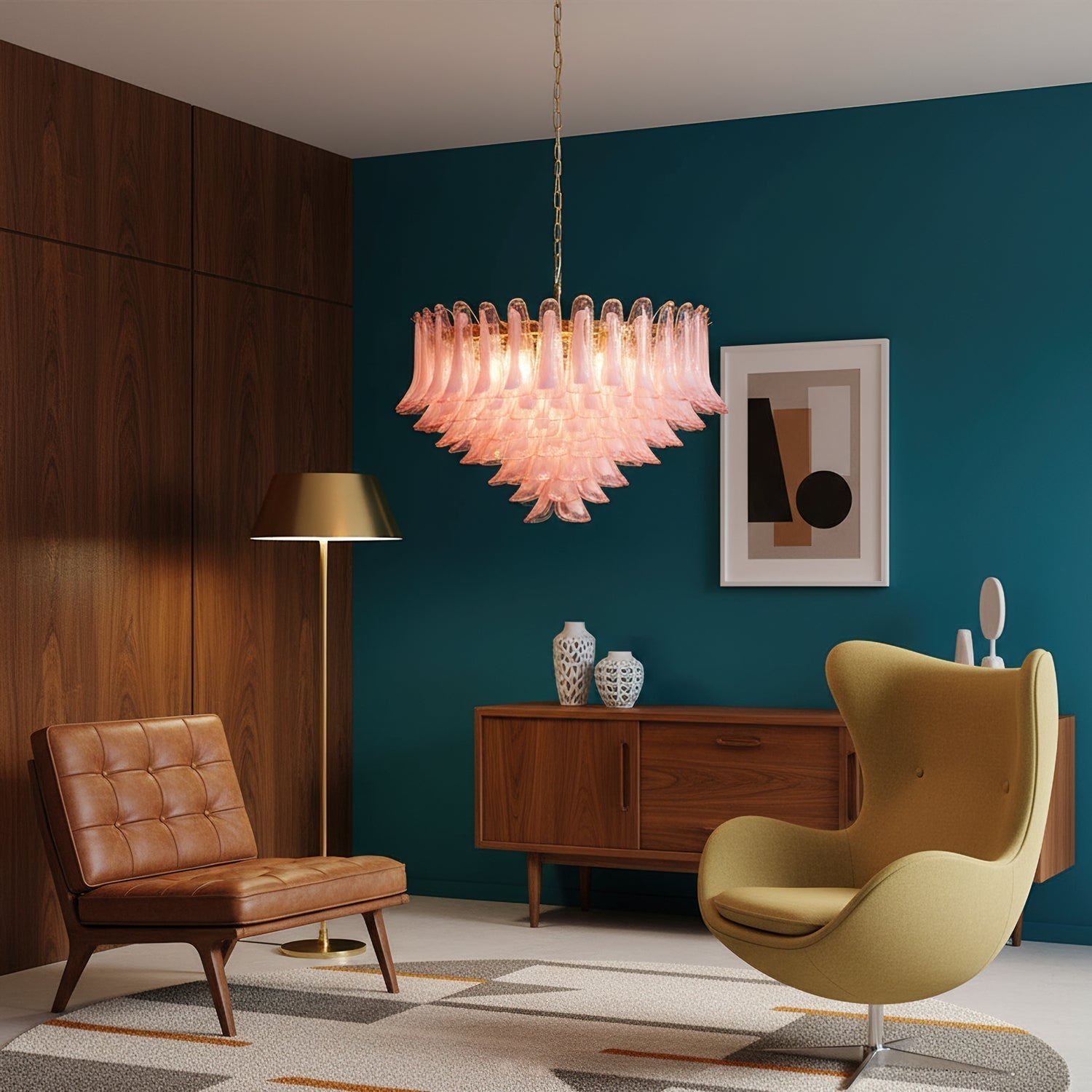 Gold & Pink Barcelona Murano Chandelier with 16 E14 Bulbs-Blushlighting-Blushlighting