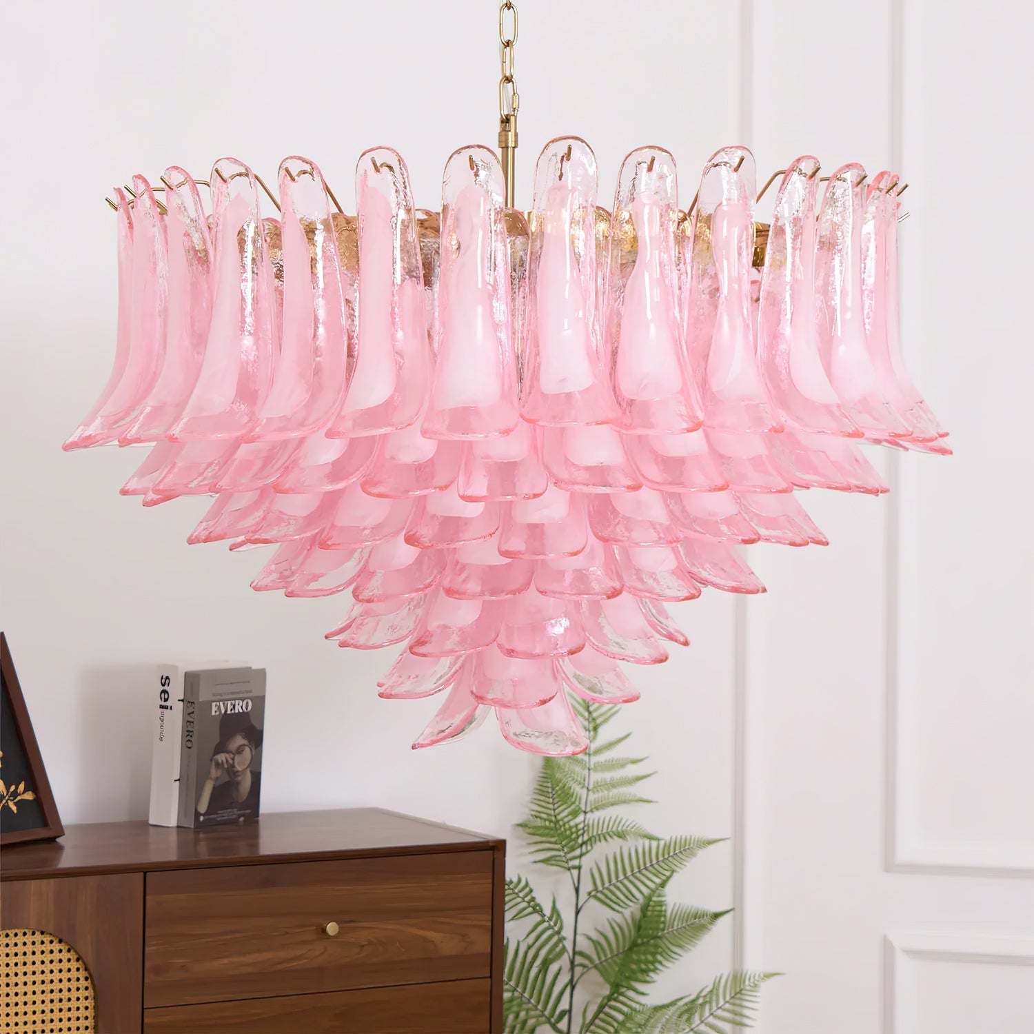 Gold & Pink Barcelona Murano Chandelier with 16 E14 Bulbs-Blushlighting-Blushlighting