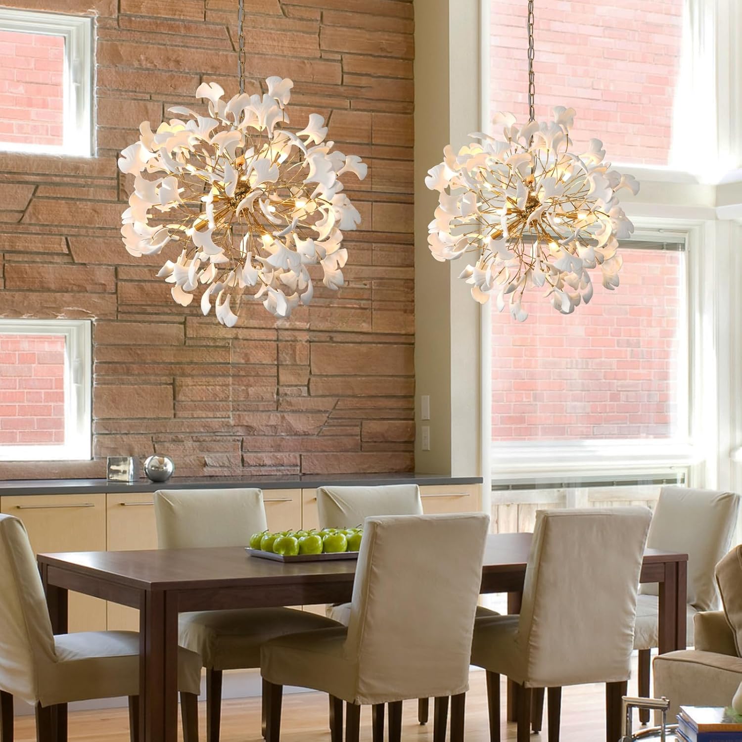 Gold Tree Branches 31" Sputnik Ginkgo Leaf Ceiling Chandelier - Pendant - 31.5inBlushlighting