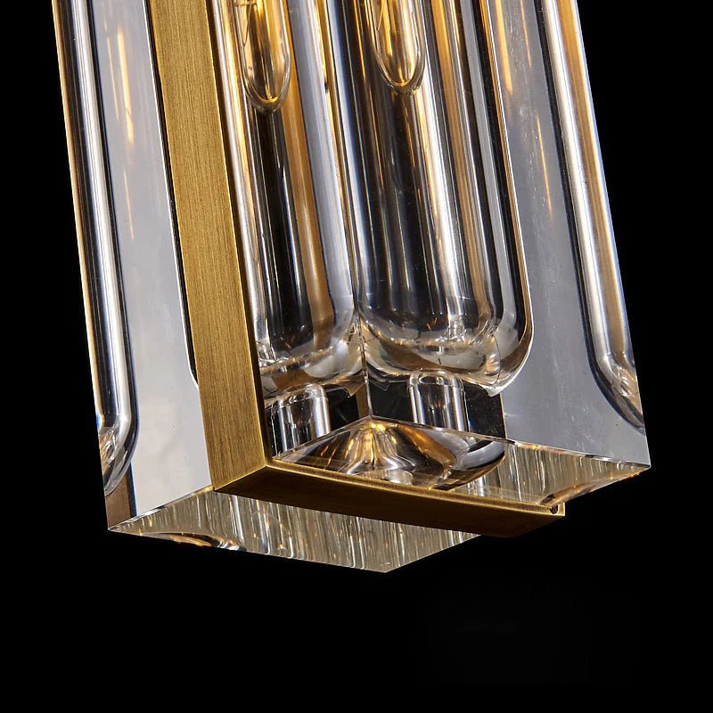 Golden Rectangular Crystal Pendant Lighting - W2.8" X H12"Blushlighting