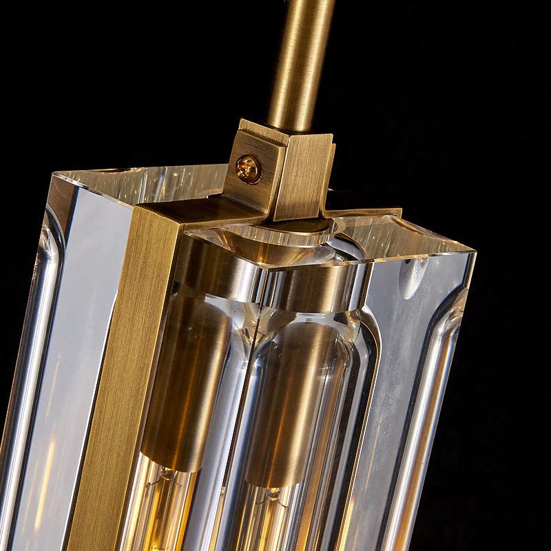 Golden Rectangular Crystal Pendant Lighting - W2.8" X H12"Blushlighting