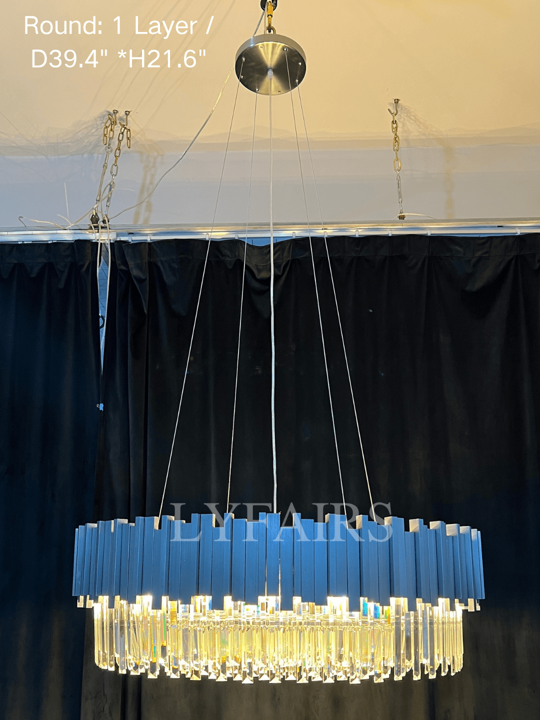 Gold/Silver Round Modern Tiered Metal Crystal Chandelier - Round: 1 Layer D15.7"*H11.8"/4 LightsGoldWarm LightBlushlighting