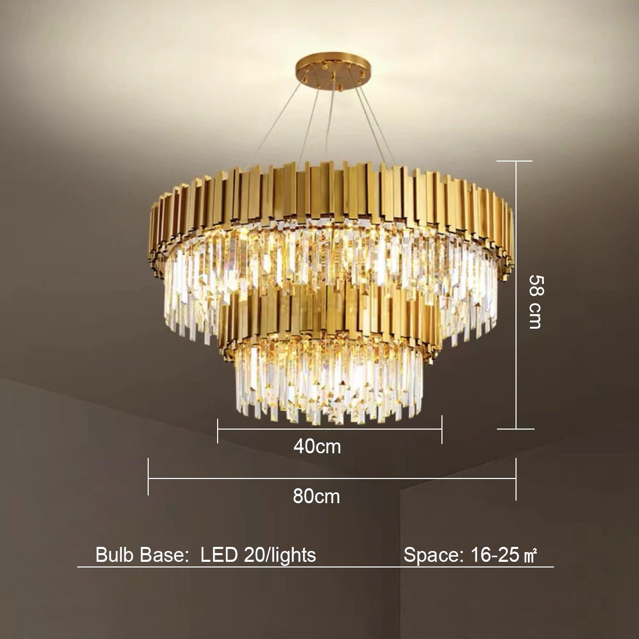 Gold/Silver Round Modern Tiered Metal Crystal Chandelier - Round: 1 Layer D15.7"*H11.8"/4 LightsGoldWarm LightBlushlighting