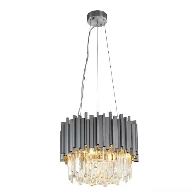 Gold/Silver Round Modern Tiered Metal Crystal Chandelier - Round: 1 Layer D15.7"*H11.8"/4 LightsSilverWarm LightBlushlighting