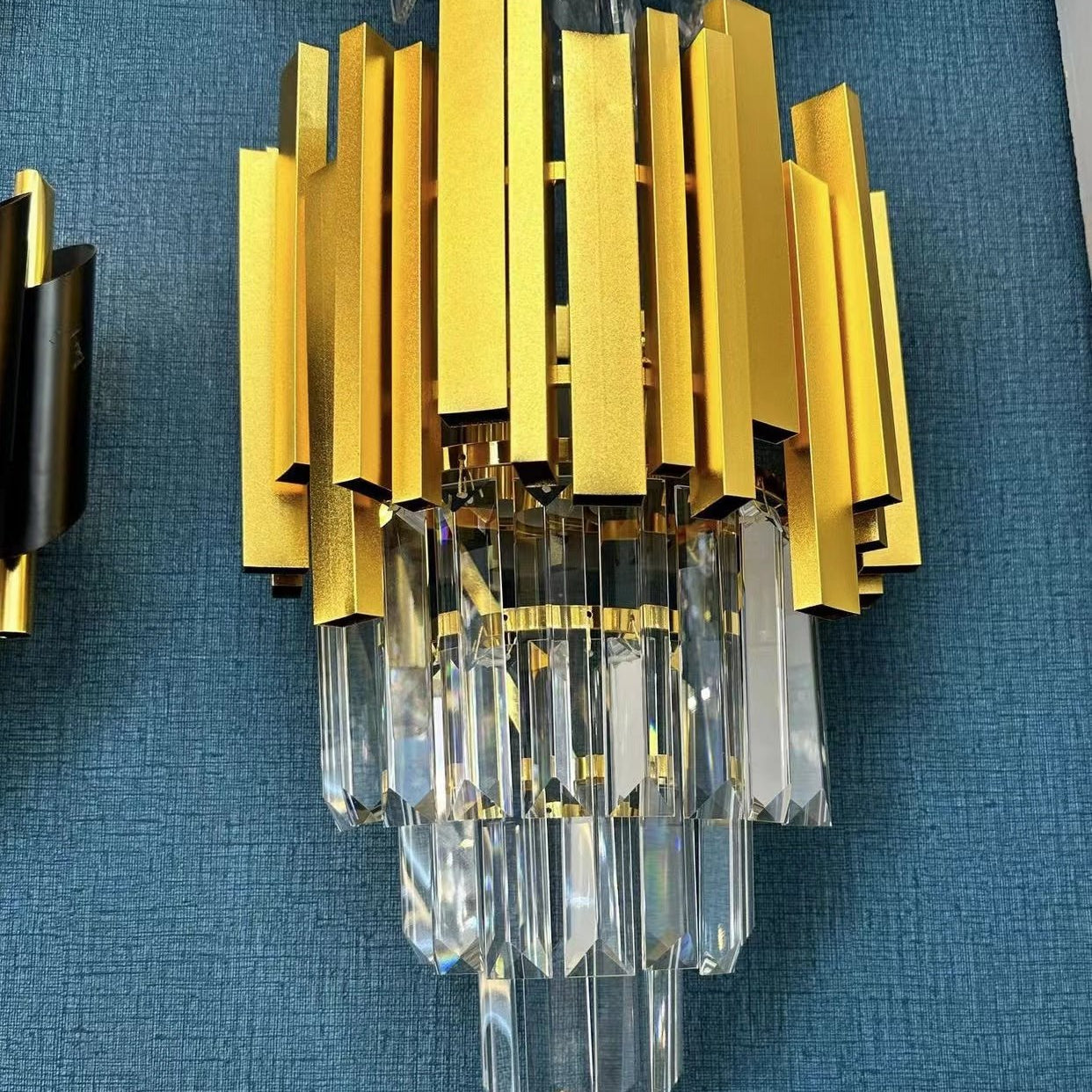 Gold/Silver Round Modern Tiered Metal Crystal Chandelier - 1 Layer Wall Light: D15.74" *H19.67"/9kgGoldWarm LightBlushlighting