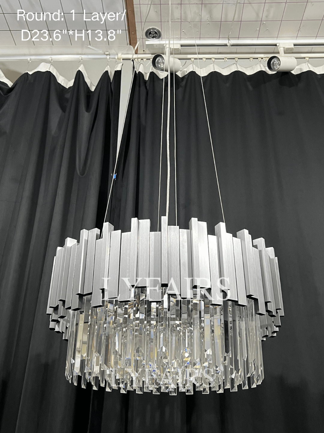 Gold/Silver Round Modern Tiered Metal Crystal Chandelier - Round: 1 Layer D15.7"*H11.8"/4 LightsGoldWarm LightBlushlighting