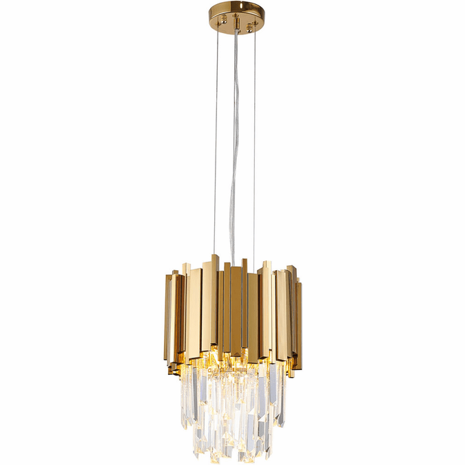 Gold/Silver Round Modern Tiered Metal Crystal Chandelier - Round/Pendant/ 2 Layers D9.8"*H18.9"/3 Lights/16kgGoldWarm LightBlushlighting