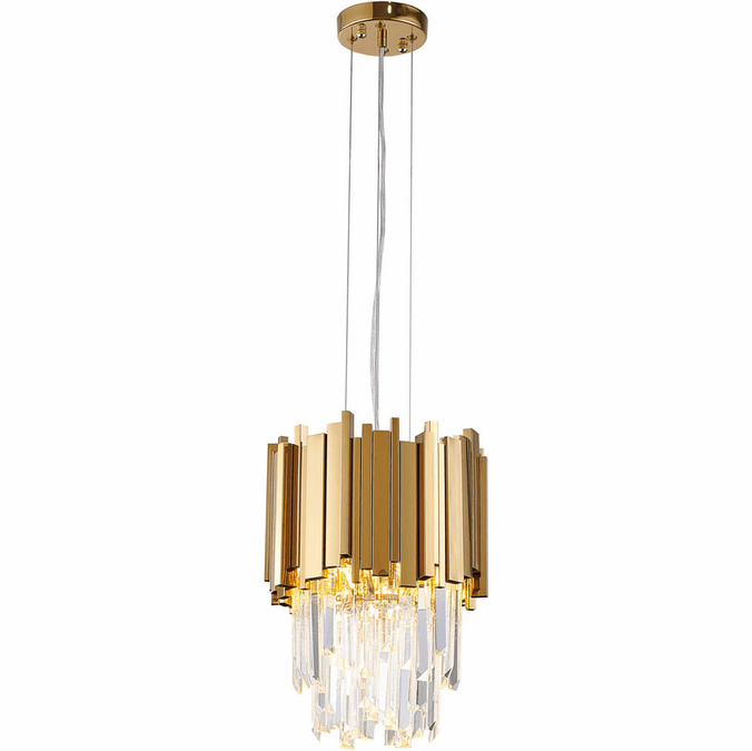 Gold/Silver Round Modern Tiered Metal Crystal Chandelier - Round/Pendant/ 2 Layers D9.8"*H18.9"/3 Lights/16kgGoldWarm LightBlushlighting