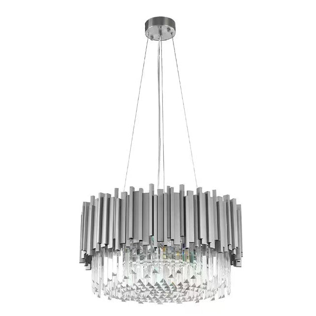 Gold/Silver Round Modern Tiered Metal Crystal Chandelier - Round: 1 Layer D17.7"*H11.8"/6 LightsSilverWarm LightBlushlighting